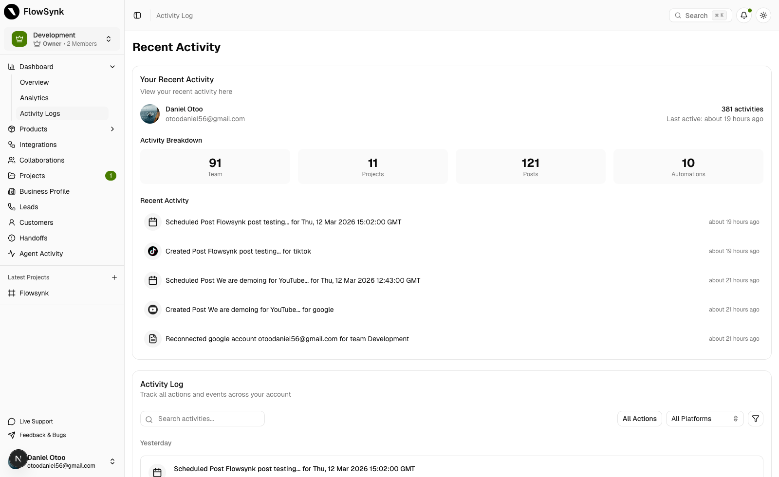Activity Log (Light)